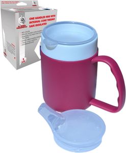 DR. BONE'S THERAPEUTICS ® 2 Lids Mug with Internal Cone BlackBerry with Spouted Lid with Small Opening, Drinking aid, Thermo Mug, Feeding Cup 140 ml