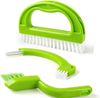 Wolvex Grout Brush- (3 In 1) Cleaning Brush Slip Resistant, Grout Cleaner for Bathroom, Kitchen, Window Track, Shower, Kitchen, Seams, Floor Lines(Green)