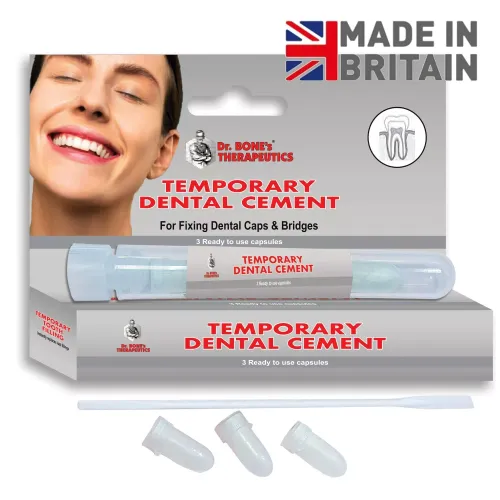 Dr. Bone's Therapeutics ® Dental Repair Kit, Temporary Dental Glue Cement Capsules, for Dislodged Crowns and Bridges, Temporary Repair, 1 Pack of 3 Capsules of Temporary Dental Cement, Made in the UK