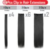 22" Long Straight Clip in Hair Extensions, 180 Gram 12PCS Hair Extensions Synthetic Fiber Natural Black Double Weft Hairpieces Clip-On Full Head for Women Perfect for a stunning and eye-catching look