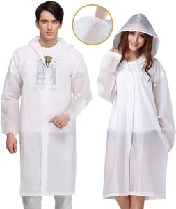 Wolvex Raincoats for Adults, Reusable Waterproof Rain Poncho Emergency Rain Coat with Hood and Sleeves, Lightweight EVA Rainwear, [ Pack of 1] Rain Coats for Men and Women (White)