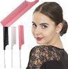 Wolvex ® 3 PCS Salon Styling Extra Long Rat Tail Combs, Anti Static Heat Resistant Barber Hairdressing Comb with Stainless Handle Steel, Cutting Fine Tooth Comb for Women Men Barber (Pink+White+Black)