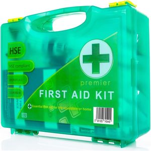 Premier HSE Approved First Aid Kit, Wall-Mounted Hard Case, Complete Accident Safety Set for 1-10 People, Ideal for Home, Office, Workplace, and Emergency Use