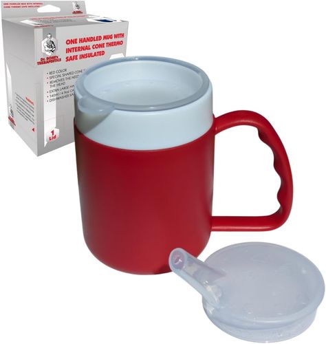 DR. BONE'S THERAPEUTICS ® 2 Lids Mug with Internal Cone BlackBerry with Spouted Lid with Small Opening, Drinking aid, Thermo Mug, Feeding Cup 140 ml